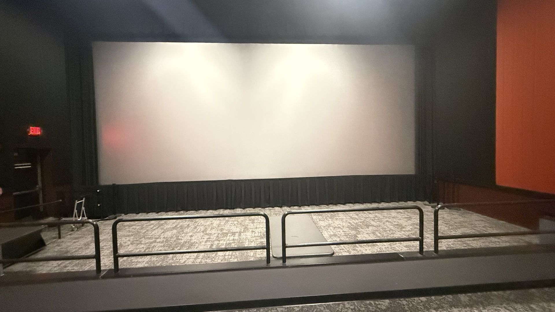 The screen and stage from the front of the house